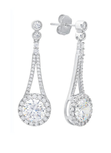 Two Row Cluster Drop Earrings- Bridal/ Special Occasion