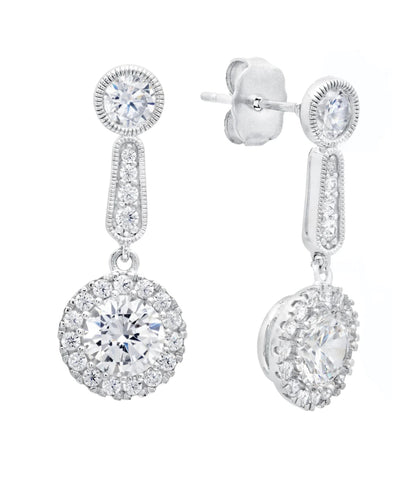 Brilliant Cut Cluster Drop Earrings- Bridal/ Special Occasion