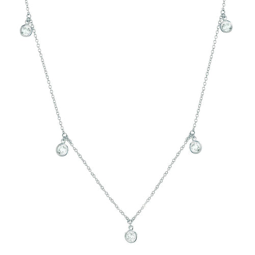 Silver Bezel Necklace 16 inch