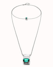 Load image into Gallery viewer, Double Sterling Silver-Plated Chain with Green Crystals