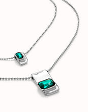 Load image into Gallery viewer, Double Sterling Silver-Plated Chain with Green Crystals