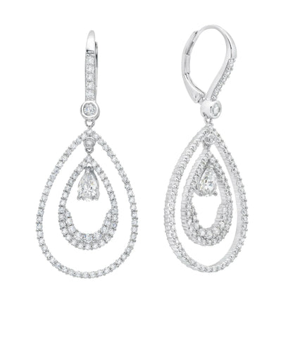 Pear Shape Double Loop Drop Earrings- Bridal/ Special Occasion