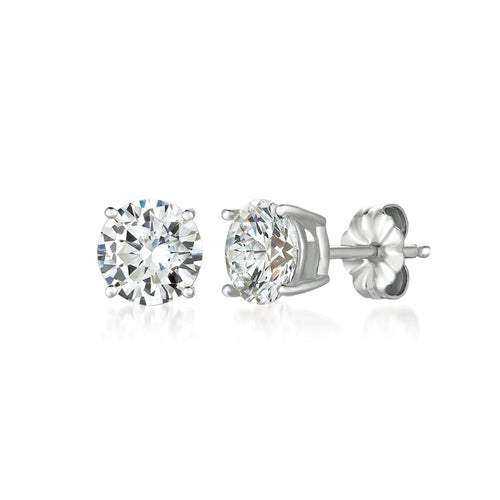 Solitaire Brilliant Stud Earrings Finished in Pure Platinum - 3.0 Cttw