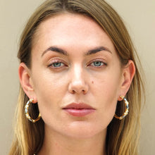 Load image into Gallery viewer, Tat2 Gold Earrings GOLD ALMA HOOPS 1.5"