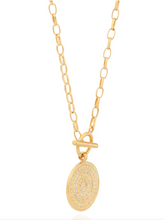 Load image into Gallery viewer, Contrast Dotted Circle Toggle Necklace - Gold