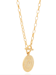 Contrast Dotted Circle Toggle Necklace - Gold