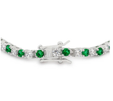 Load image into Gallery viewer, Silver Emerald tennis bracelet
