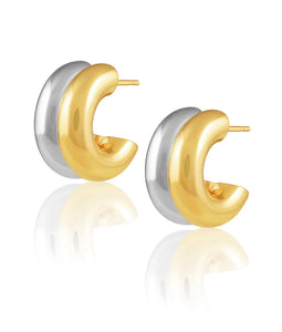 Gold two tone chubby hoop earrings