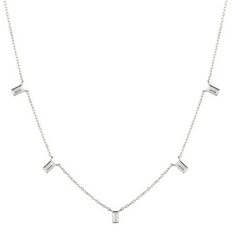 Melrose CZ Baguette 5 Drop Necklace