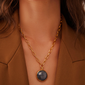 Large Grey Sapphire Pendant Necklace
