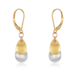 Brushed Gold & Silver Drop Earrings