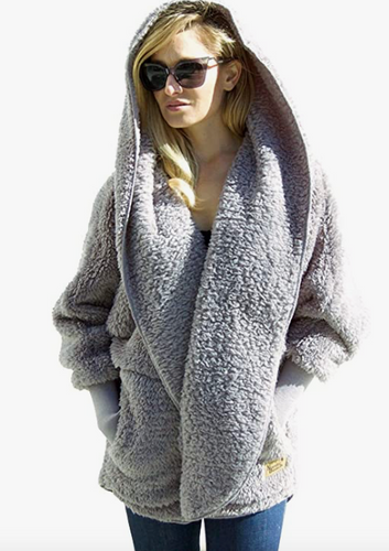 Nordic Beach Wraps | Fluffy Hoodies for Women in Gray, Black,White, Blue, Charcoal Gray | One Size Fits All