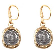 Load image into Gallery viewer, Gold Pavia Coin & Frame Dangle Earrings