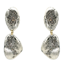 Load image into Gallery viewer, Silver Crystal Impression Earrings