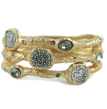 Load image into Gallery viewer, Silver Capri 3 Row Coin & Crystal Pave Bangle