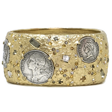Load image into Gallery viewer, Gold Coin Thick Bangle