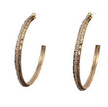 Load image into Gallery viewer, Silver Egy Crystal Thin Hoops