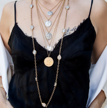 Load image into Gallery viewer, Gold Faustina Coin &amp; Crystal Station Necklace