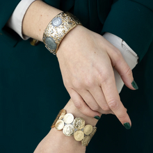 Load image into Gallery viewer, Silver Coin Thick Bangle