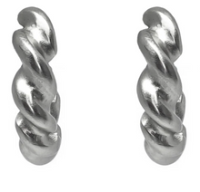Load image into Gallery viewer, Silver Thick Twisted Hoops