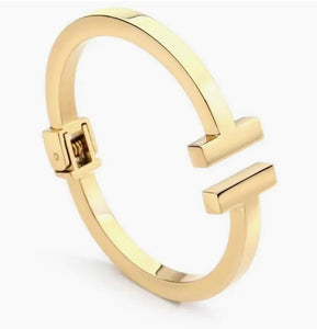 Gold T Cuff Bracelet