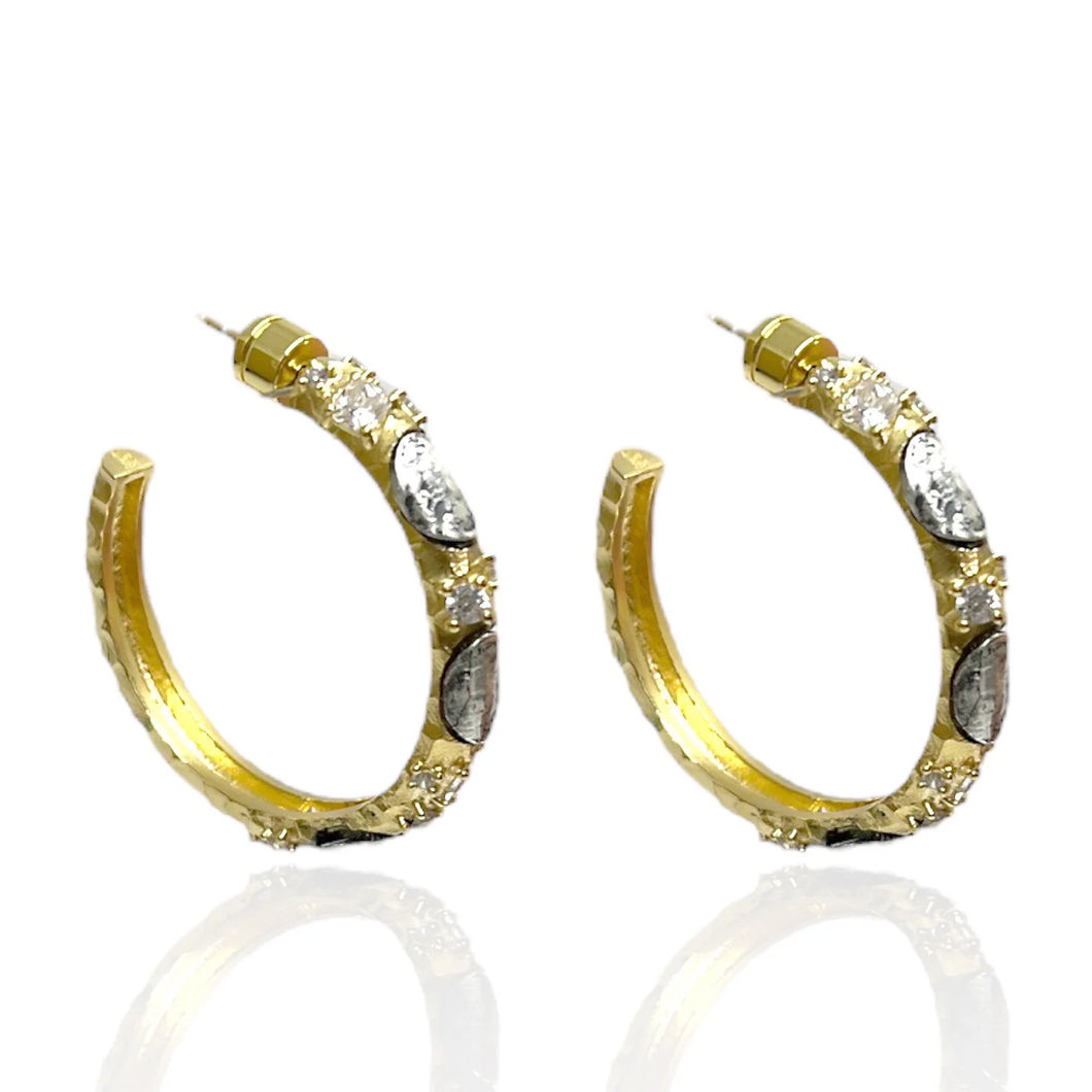 Tat2 Gold Earrings GOLD ALMA HOOPS 1.5