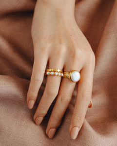 Coin Pearl Scalloped Cocktail Ring