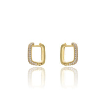 Load image into Gallery viewer, Small Cz rectangle hoop earring