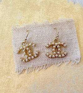 CC Pearl Dangle Earrings small