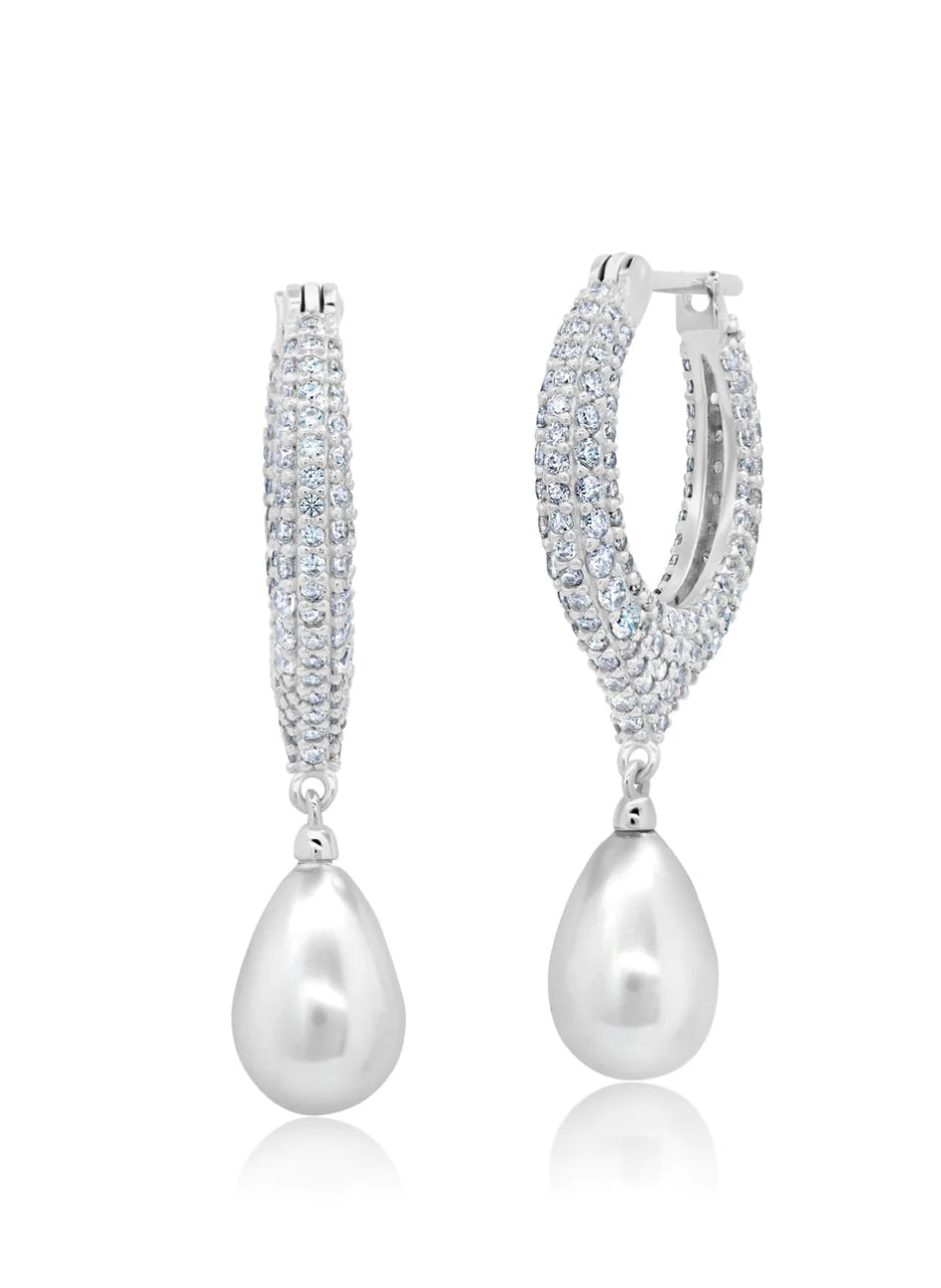 Teardrop Pearl And Pave Drop Earrings