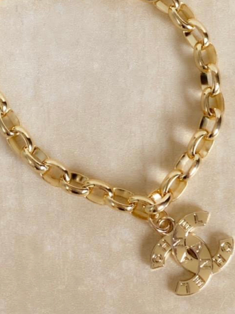 Cc large cc gold bracelet rolo chain