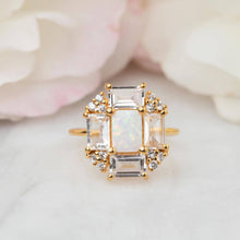 Load image into Gallery viewer, Opal &amp; Topaz Baguette Fire Ring: 7