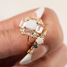 Load image into Gallery viewer, Opal &amp; Topaz Baguette Fire Ring: 7