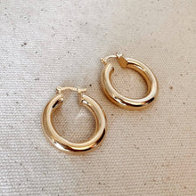 Load image into Gallery viewer, 18k Gold Filled Classic 25mm Tube Hoop Earrings