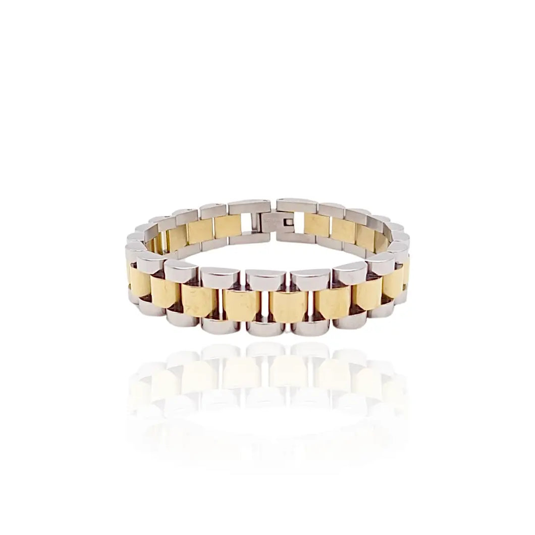 Two-tone gold watch bracelet