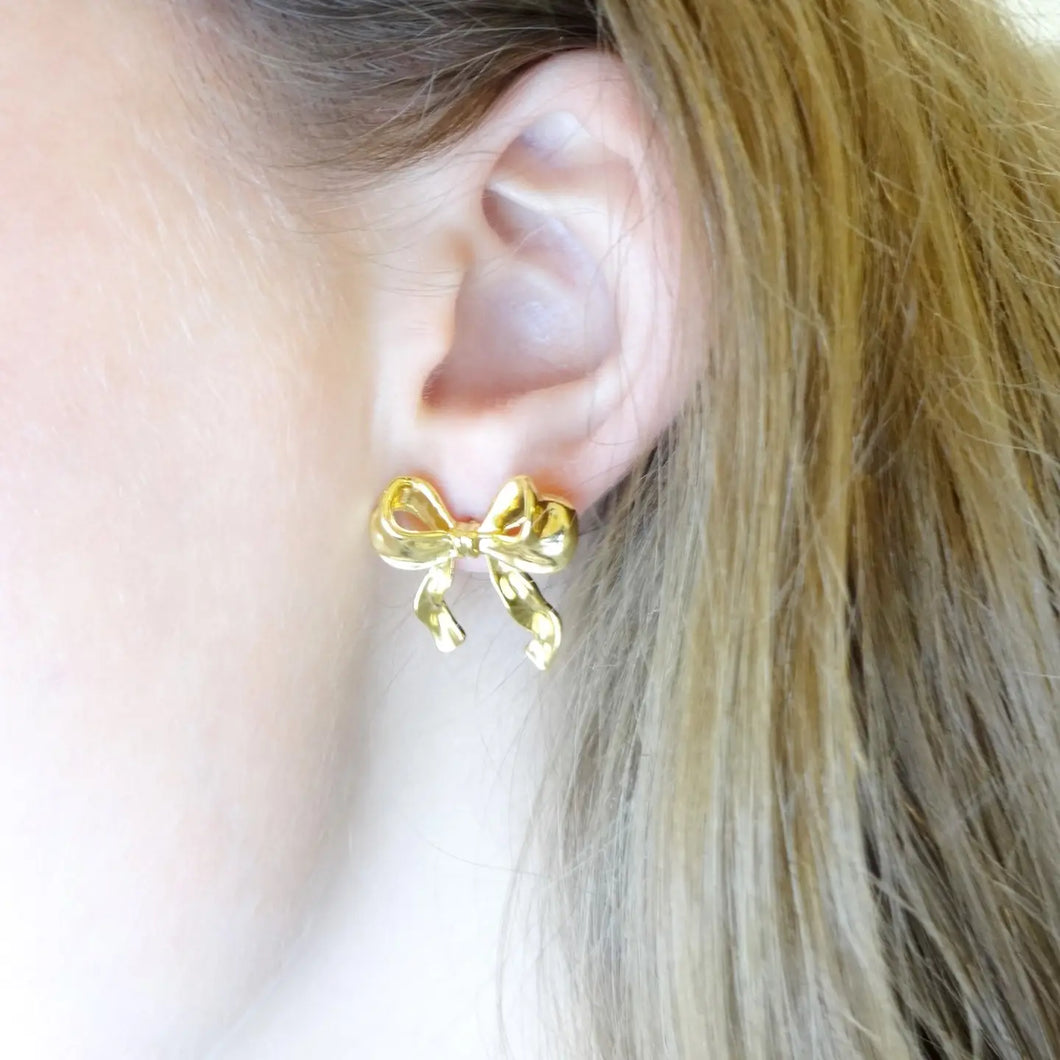 Bow Ribbon Stud Earrings