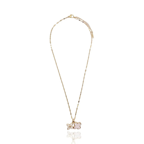 Double Pendant Clover Cz necklace