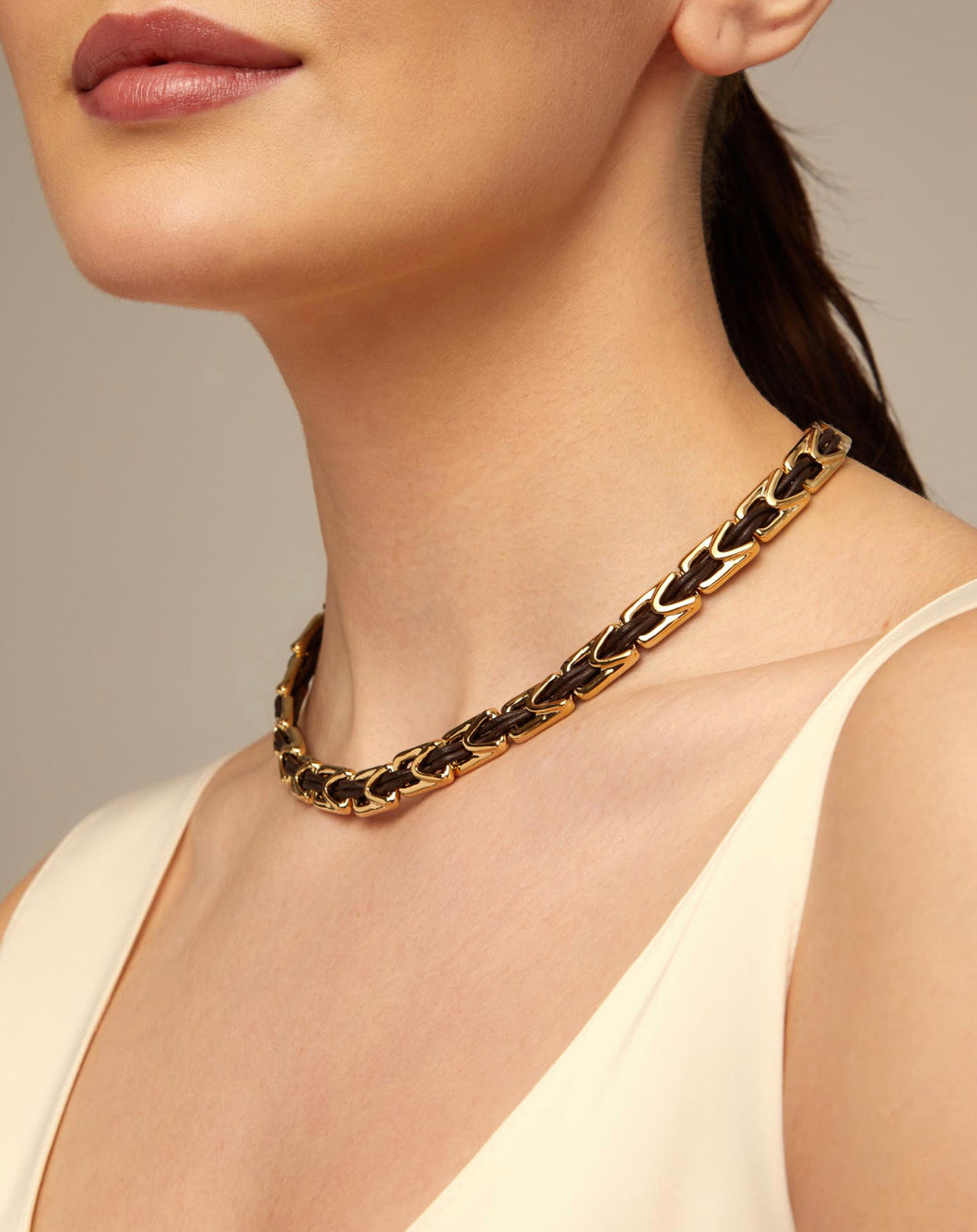 Unbeatable Leather and Gold Necklace