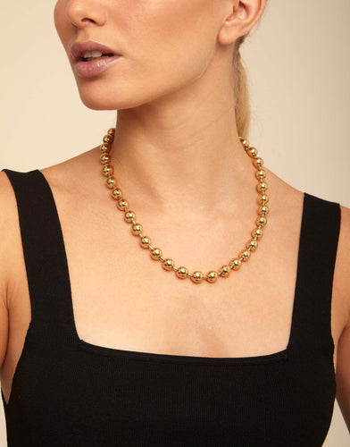 Short Beaded Necklace with Padlock