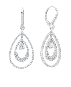 Pear Shape Double Loop Drop Earrings- Bridal/ Special Occasion