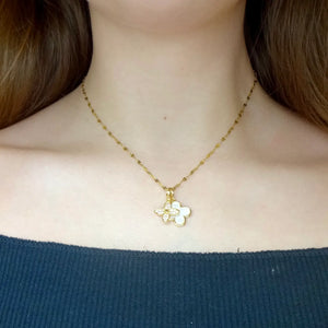 Double Pendant Clover Cz necklace