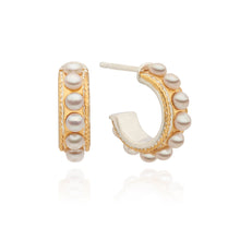 Load image into Gallery viewer, Multi Pearl Hoop Earrings