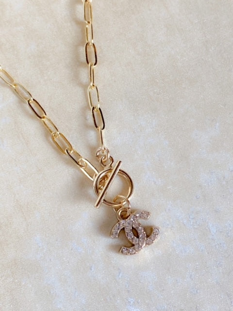 CC gold CZ mini chain necklace
