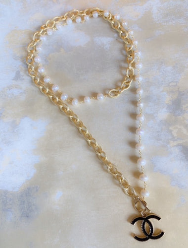 Extra Long CC black necklace