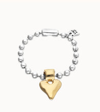 Load image into Gallery viewer, Beaded two-tone heart bracelet