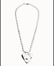 Load image into Gallery viewer, Long beaded heart, silver