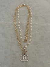 Load image into Gallery viewer, Extra long pearl and gold CC WHITE