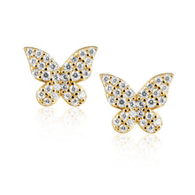 Load image into Gallery viewer, Pave Butterfly Earrings gold or silver