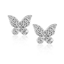 Load image into Gallery viewer, Pave Butterfly Earrings gold or silver