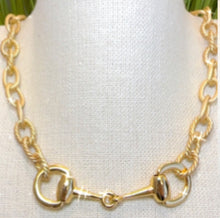 Load image into Gallery viewer, 16 inch short, gold or silver or two tone necklace with horse bit